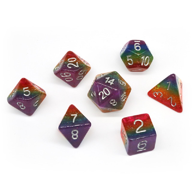 Board Game Land - 7Pcs/Set Polyhedral Rainbow Dice Set Board