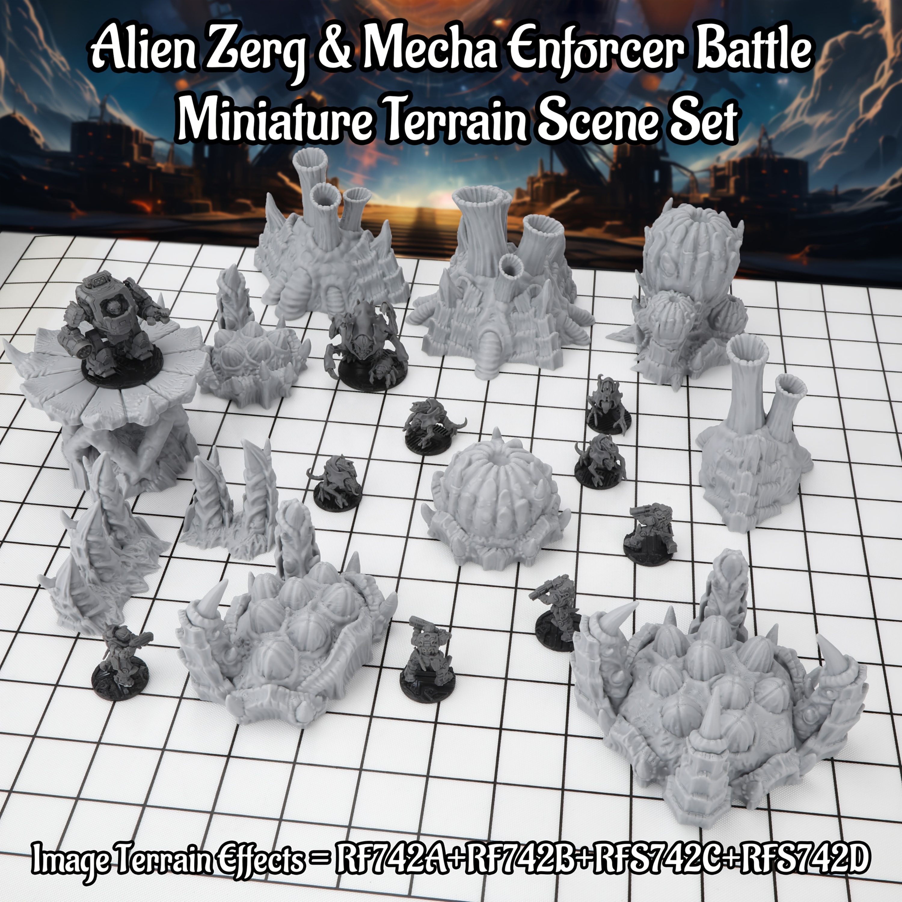 Miniature Terrain Set - Sci-Fi Alien Miniature Terrain & RPG