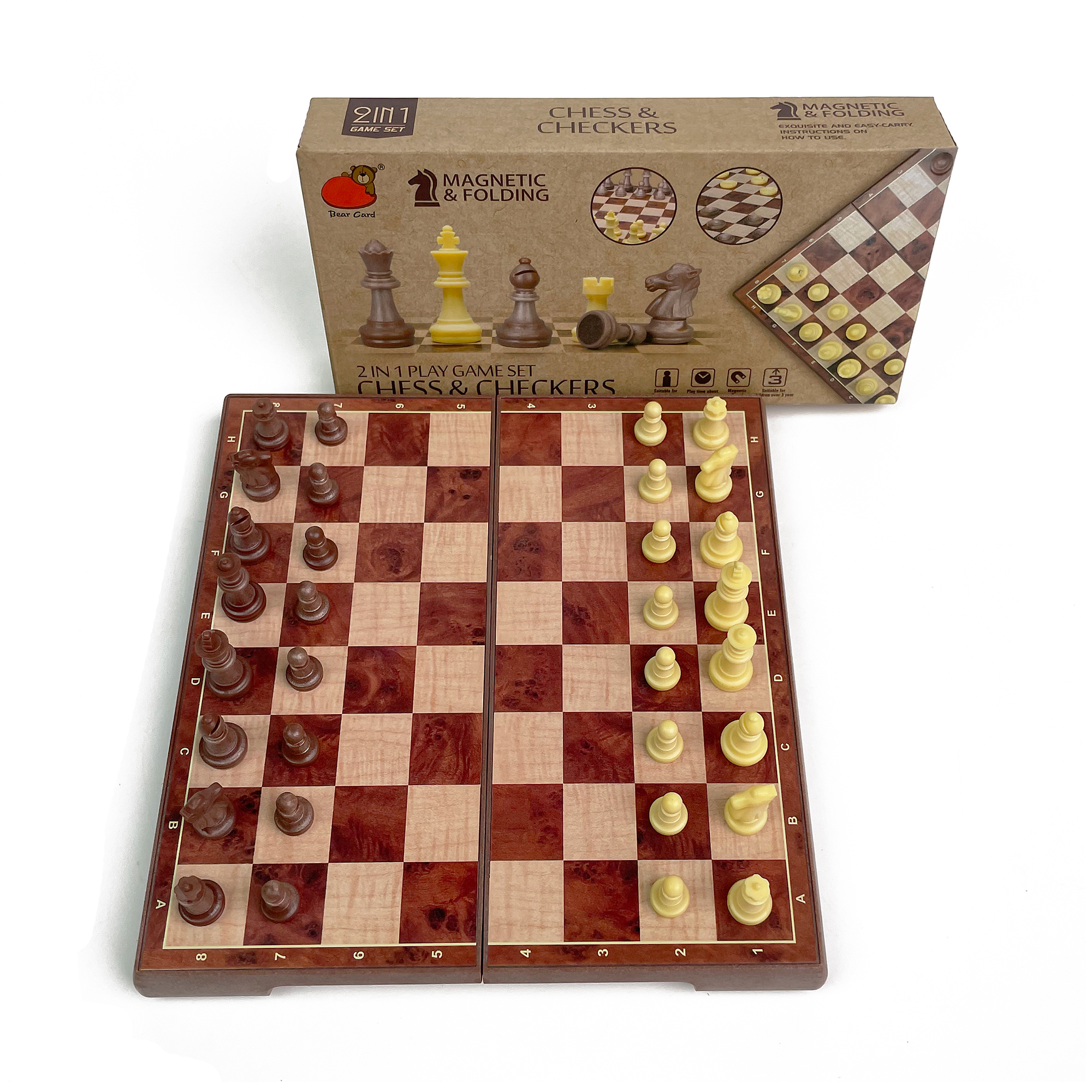 2-in-1 Foldable Magnetic Woodg - Magnetic Travel Chess reseña y precio