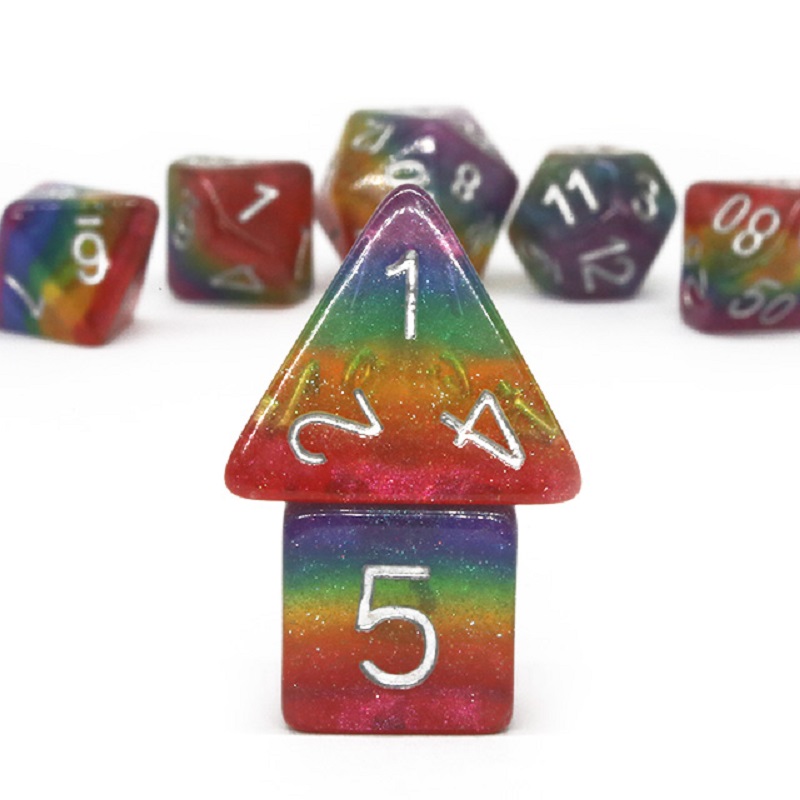 7Pcs/Set Polyhedral Rainbow Di - Board Game Land reseña y precio
