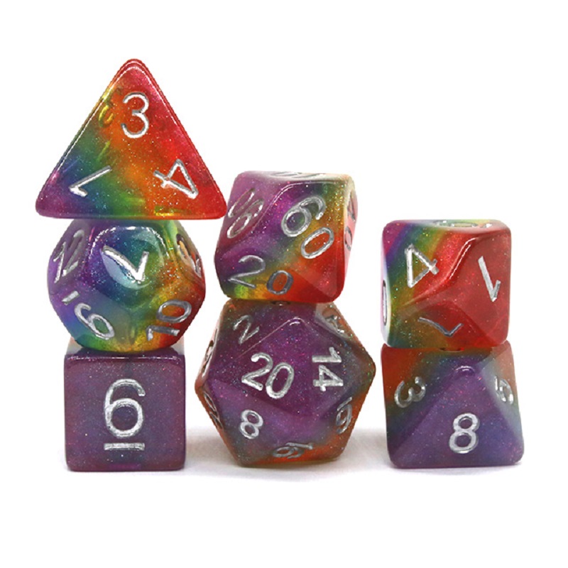 7Pcs/Set Polyhedral Rainbow Di - Board Game Land reseña y precio