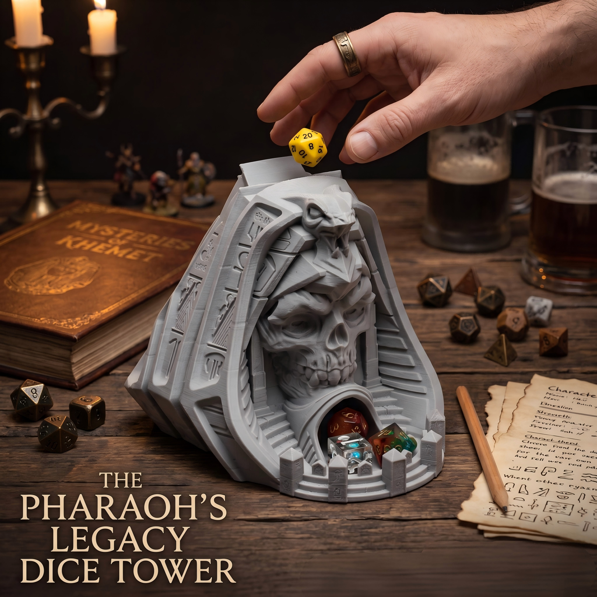 Pharaoh Skull Dice Tower - add - Board Game Movie reseña y precio