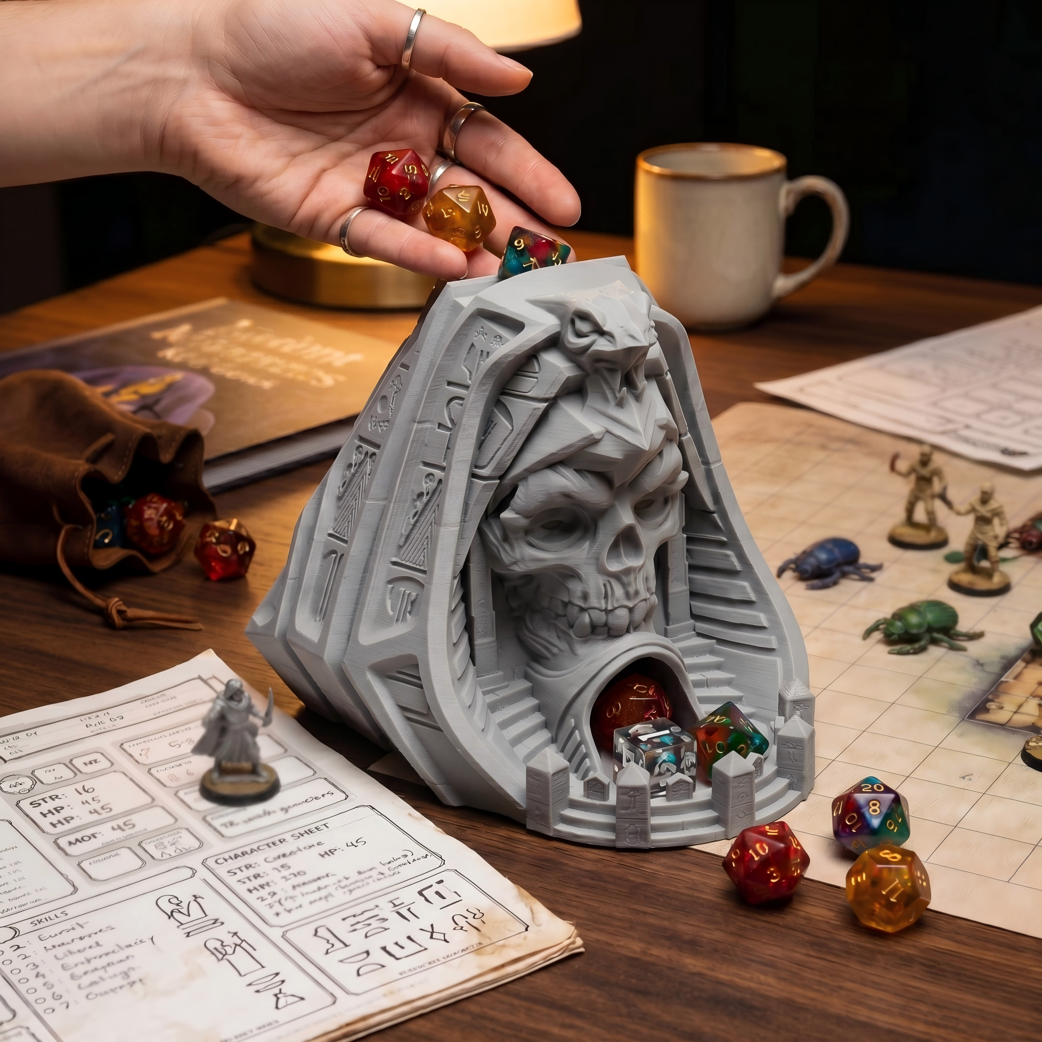 Pharaoh Skull Dice Tower - add - Board Game Movie reseña y precio