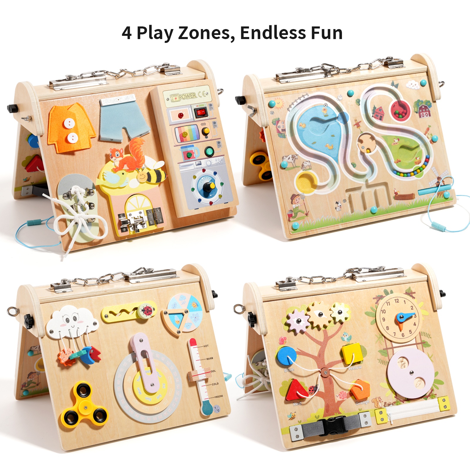 Wooden 4-in-1 Busy Board with  - Board Game Of Life reseña y precio