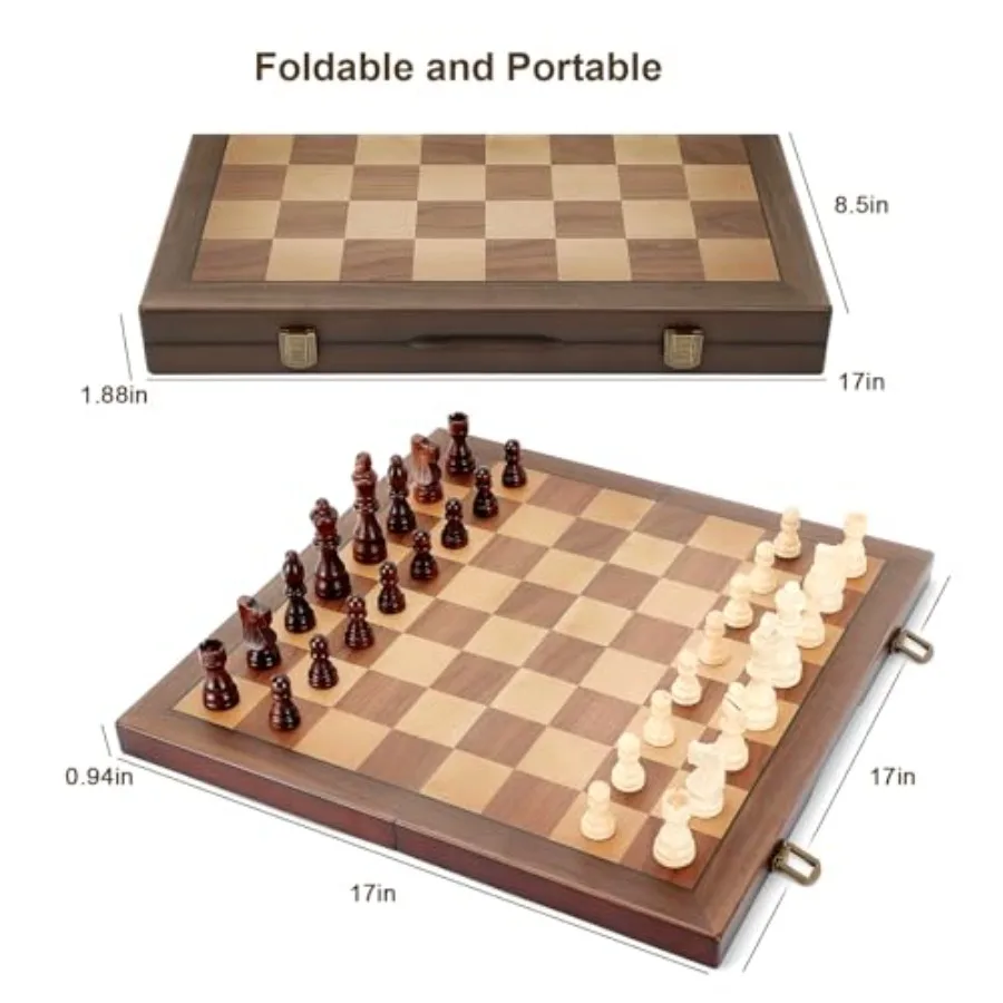 Magnetic Wooden Chess Set for  - Magnetic Travel Chess reseña y precio