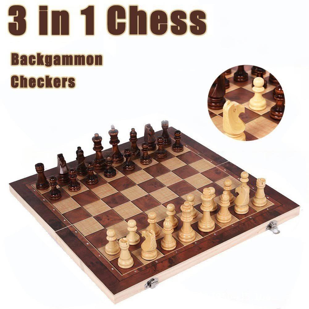 3 in 1 Wooden Chess Backgammon - Board Game Operation reseña y precio