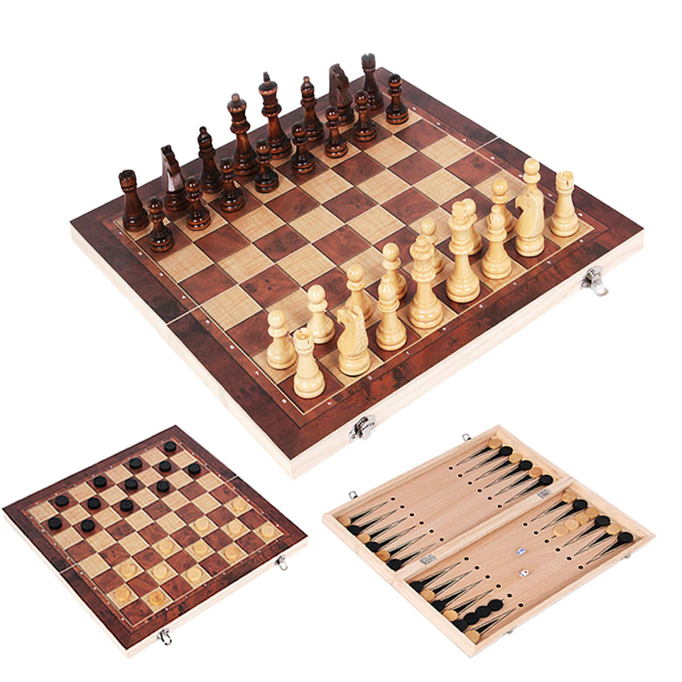 3 in 1 Wooden Chess Backgammon - Board Game Operation reseña y precio