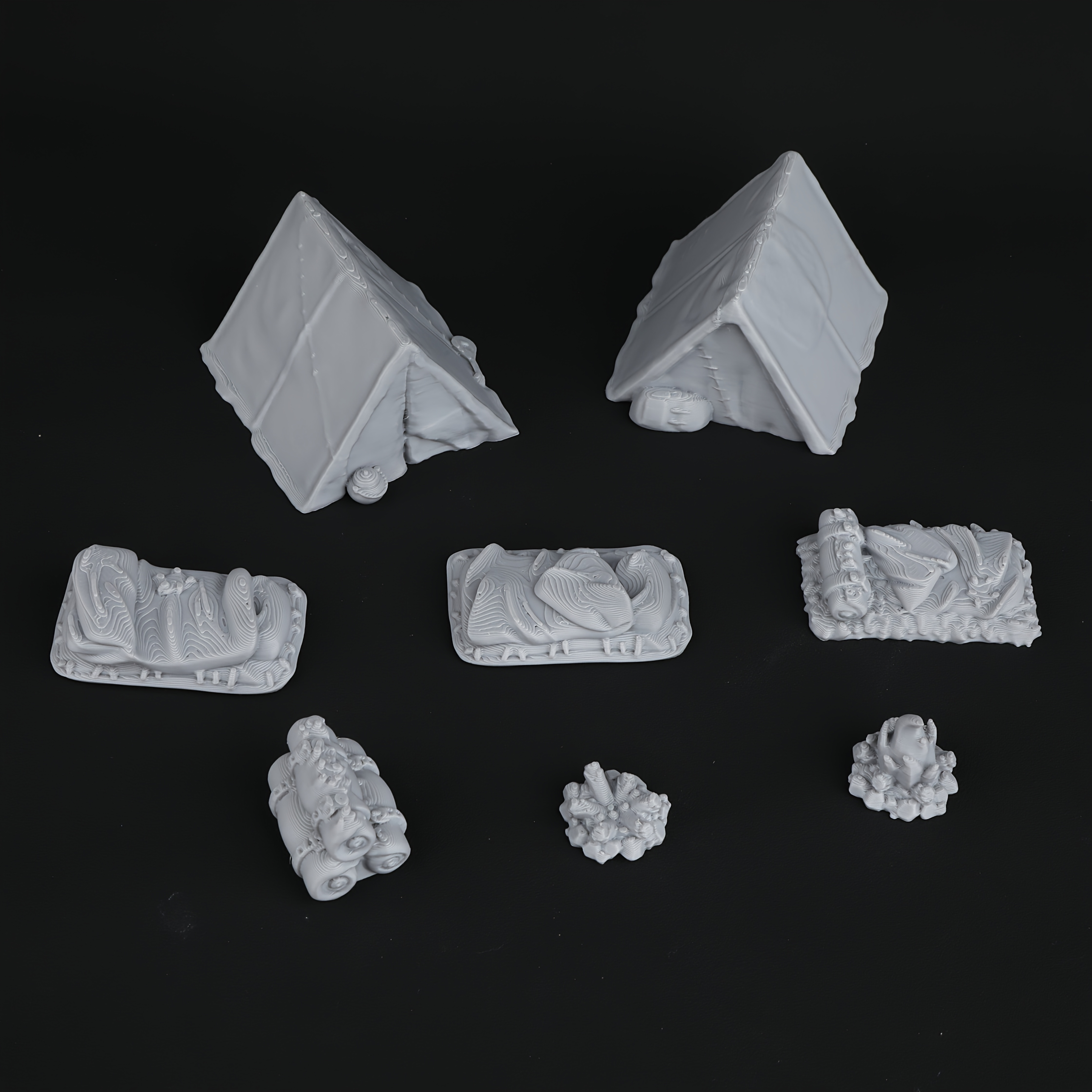 8pcs RPG Adventurer's Camp Min - Miniature Terrain Set reseña y precio