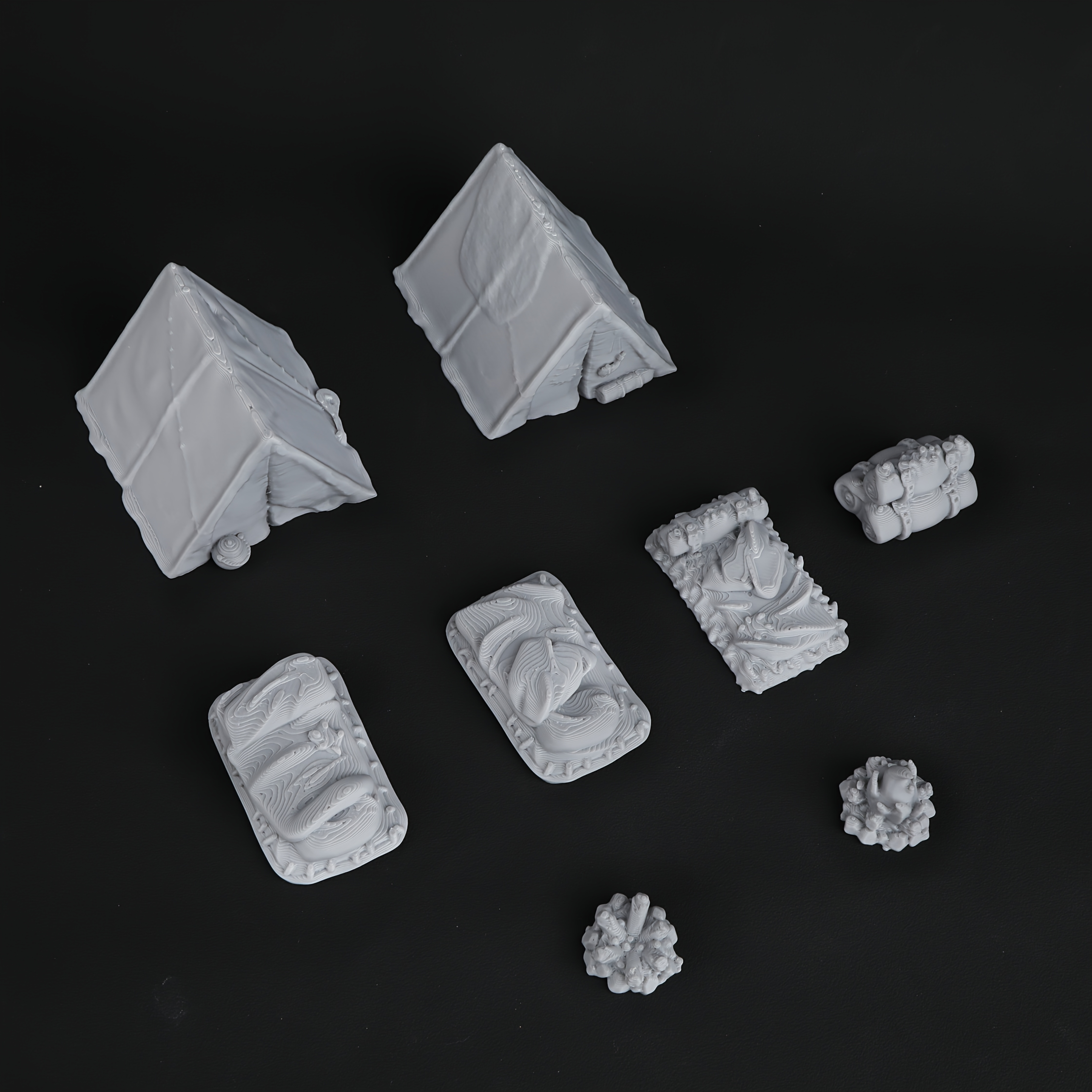 8pcs RPG Adventurer's Camp Min - Miniature Terrain Set reseña y precio