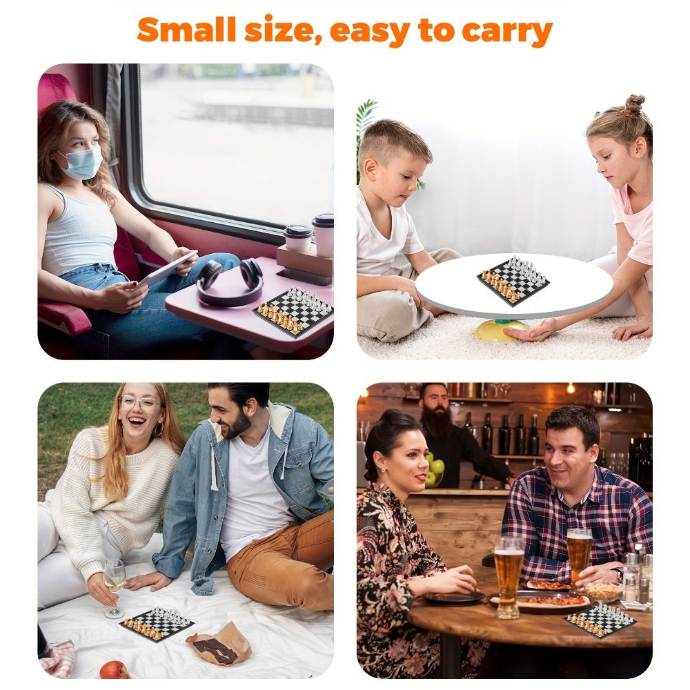 Pocket Size Gold Silver Mini C - Magnetic Travel Chess reseña y precio
